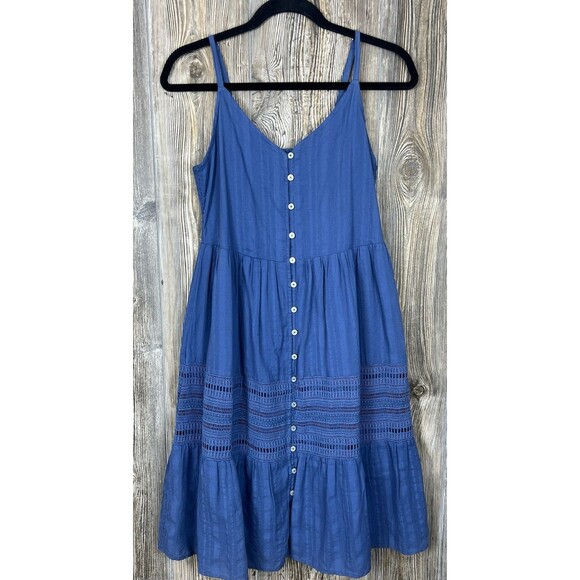 Carve Designs Dresses & Skirts - Carve Designs Adele Midi Dress S Blue Tiered Button Knee Length Organic Cotton